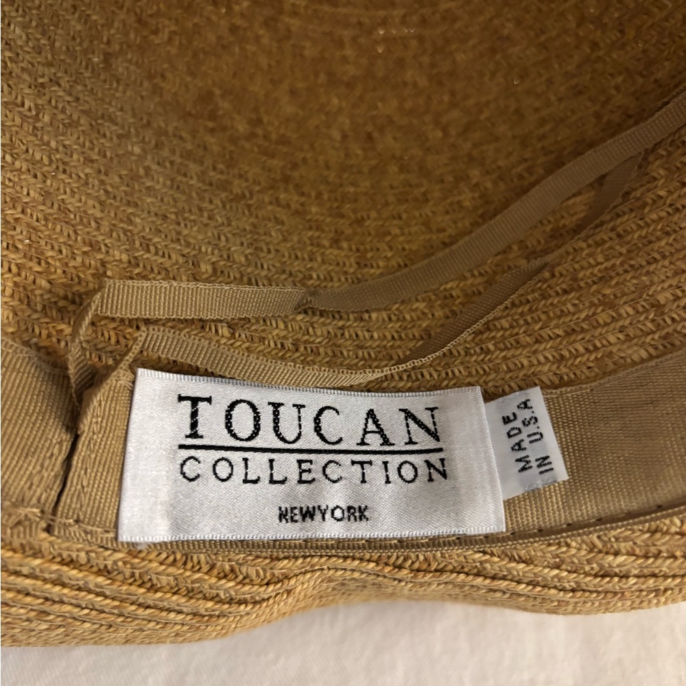 Chic Women's Tan Sun Hat with Cream Bow - Picture 2 of 3